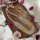 Vriksham Aarvi 14 Layer Pearl & Gold Multi-Strand With Matching Earrings Beaded Mala-G20108